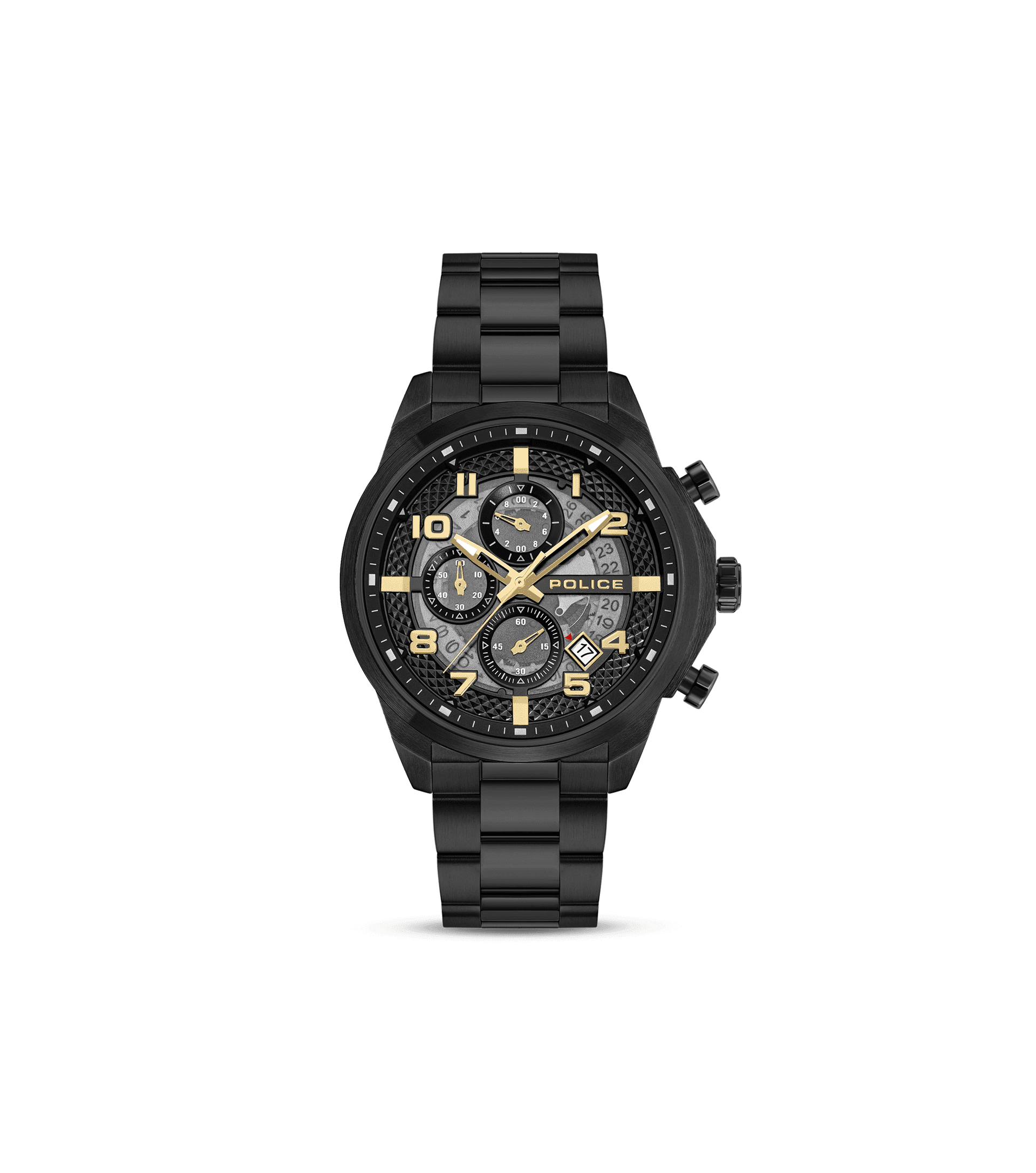 Police Soul PEWGK0053902-SET Herrenuhr Schwarz • Multifunktions-Chronograph • Industrielles Design
