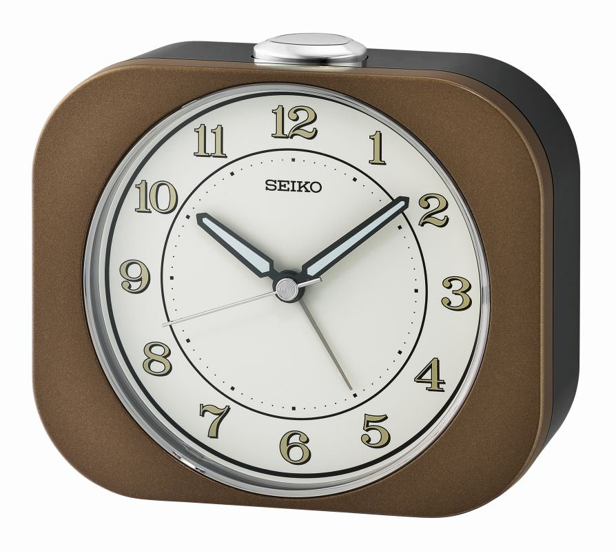 Seiko Kyoda QHE195B Wecker Schwarz • Geräuschloser Sweep-Sekundenzeiger • Quarzwerk mit Snooze