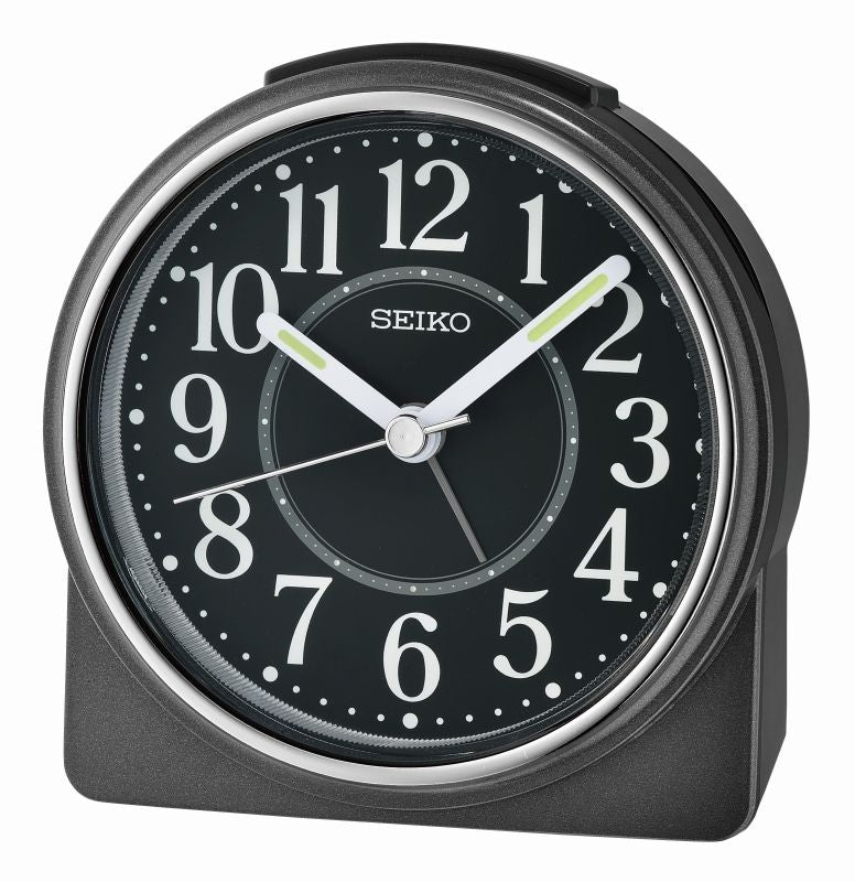 Seiko QHE198K Wecker Schwarz • Geräuschloses Sweep-Uhrwerk • Lumibrite-Zeiger