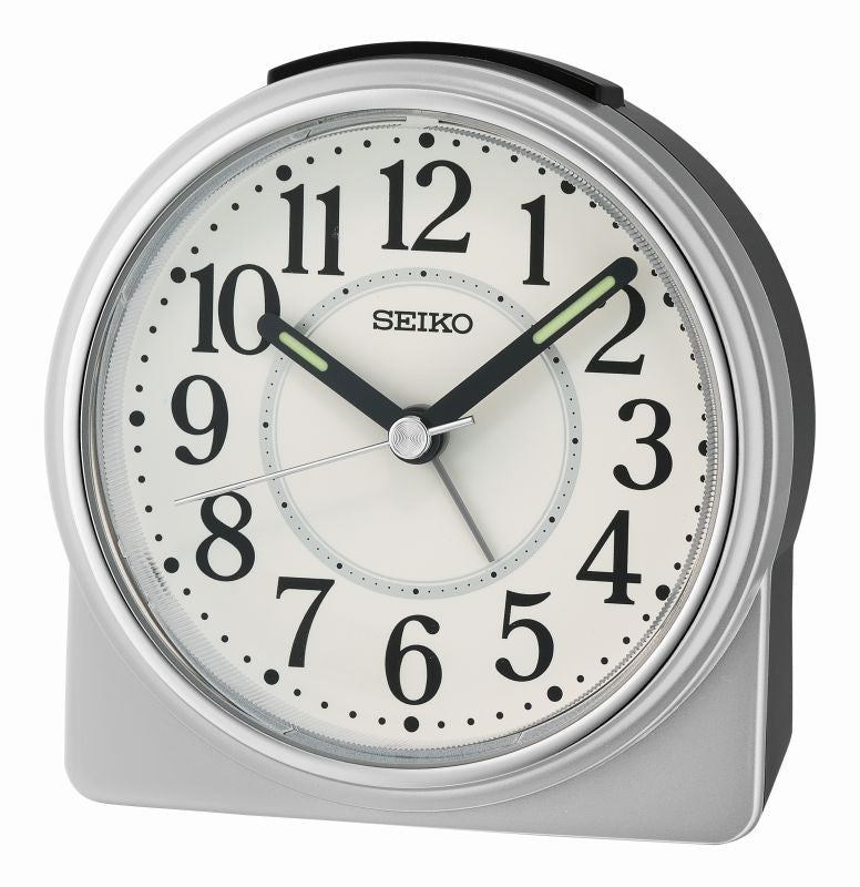 Seiko QHE198S  Wecker Silber • Geräuschloses Sweep-Quarzwerk • Licht & Snoozefunktion