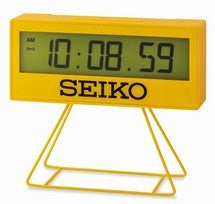 Seiko QHL083Y LCD Wecker Gelb • Stoppfunktion & Timer • Schlummerfunktion