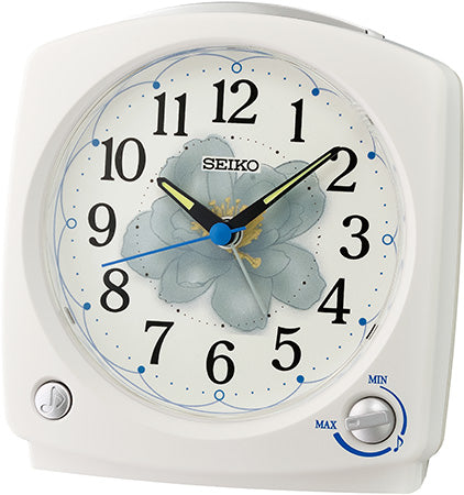 Seiko QHP012W  Wecker Weiß • Vogelstimmen-Melodie • Analoges Quarzwerk