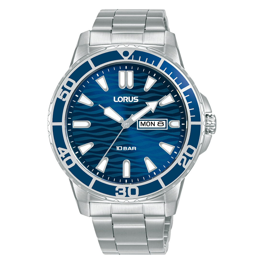 Lorus Sports RH357AX9 Herrenuhr Dunkelblau • Mineralglas • Datum & Wochentag