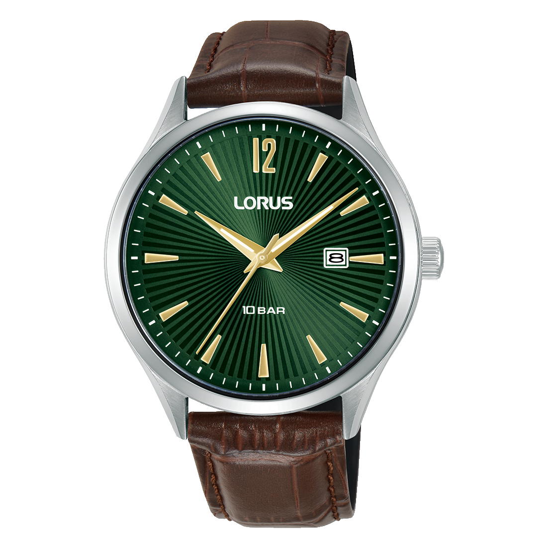 Lorus Classic RH995RX9 Herrenuhr Dunkelgrün • Mineralglas • Lederarmband