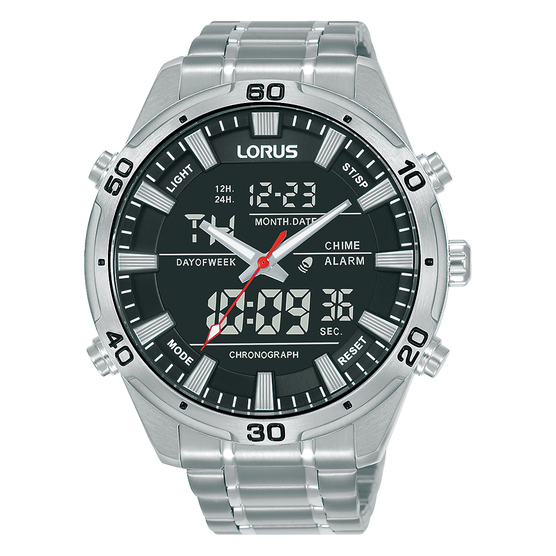 Lorus Sports RW651AX9 Herren Armbanduhr Grau • Analog-Digital Chronograph • 10 BAR Wasserdicht