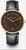 Sternglas Herrenuhr mit rundem braunem Zifferblatt, goldener Lünette und schwarzem Lederband