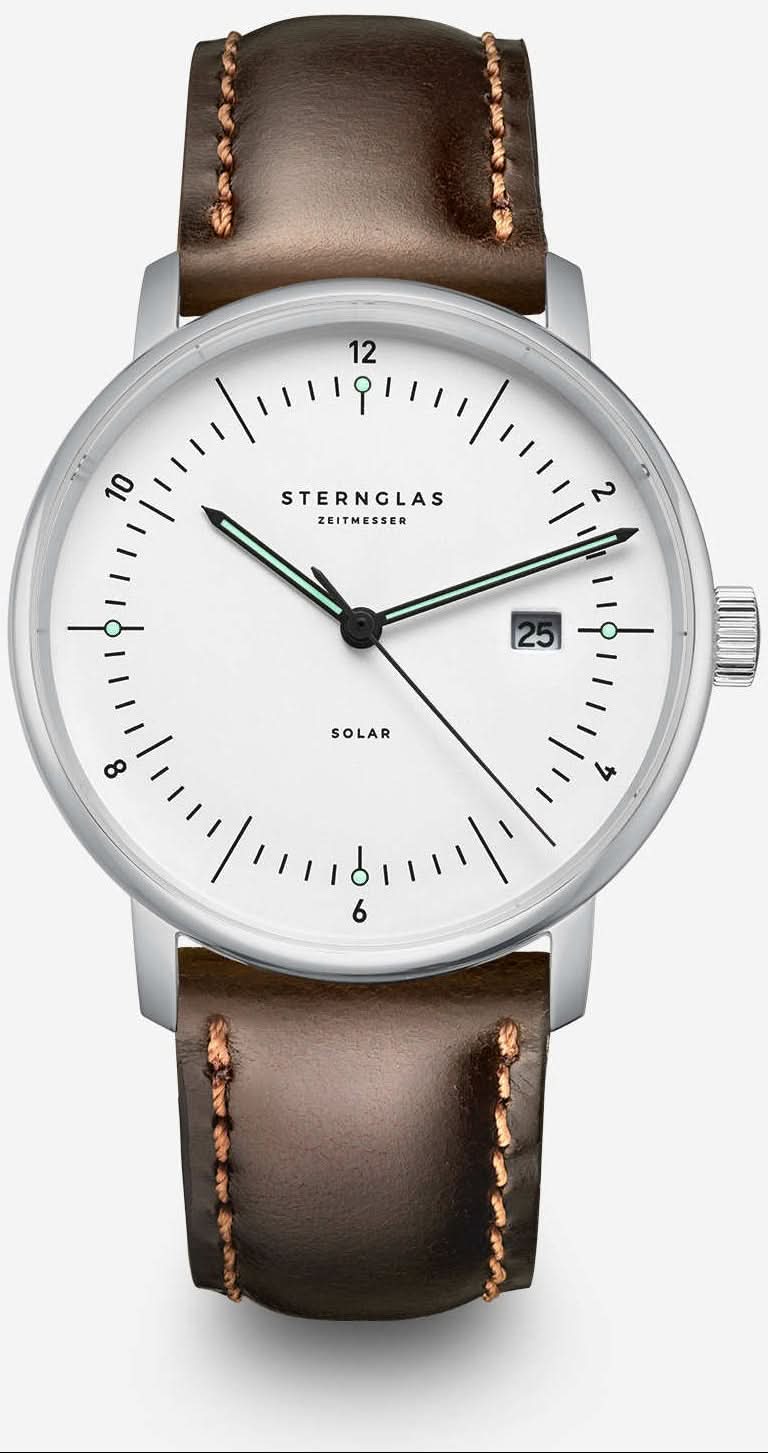 Unisex-Armbanduhr mit silbernem Gehäuse, braunem Lederarmband und weißem Zifferblatt