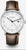 Unisex-Armbanduhr mit silbernem Gehäuse, braunem Lederarmband und weißem Zifferblatt