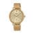 Casio Sheen Damenuhr mit goldfarbenem Mesh-Armband und römischen Ziffern auf creme Zifferblatt