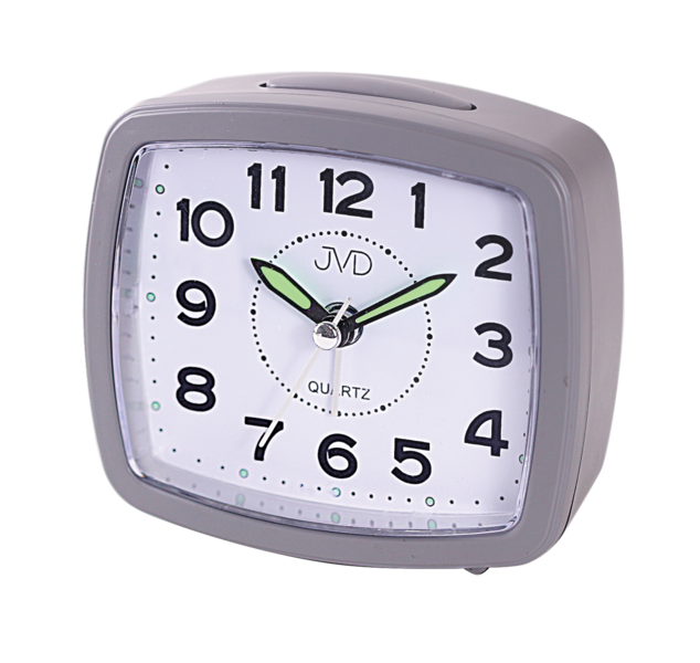 JVD Analog-Wecker mit weißem Zifferblatt, grünen Zeigern und schwarzen Ziffern