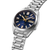 Herrenarmbanduhr mit blauem Zifferblatt, goldfarbener Zeigeranzeige, silbernem Edelstahlband, „MON 6“