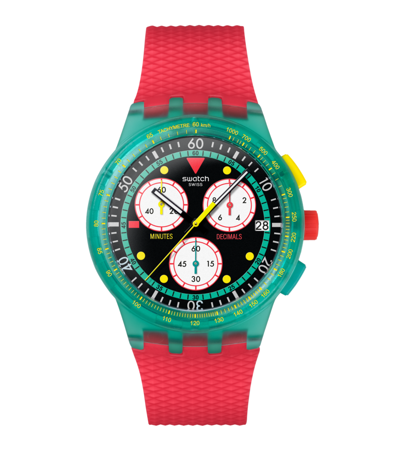 Swatch Neon Emerald Chrono SUSG409 Herren • Transparentes Grün • Leuchtzeiger & Tachymeter