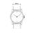 Frontansicht: runde Herrenuhr, weißes Ziffernblatt, Breite 22 mm