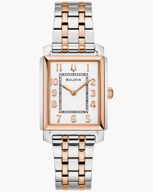 Bulova Sutton 98L328 Damen Armbanduhr Weiß • Bicolor Edelstahlarmband • Mineralglas