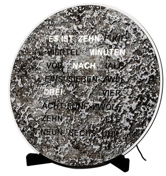 AMS Tisch- und Wanduhr T1289 • LED-Anzeige • Wortuhr in Metallic-Optik