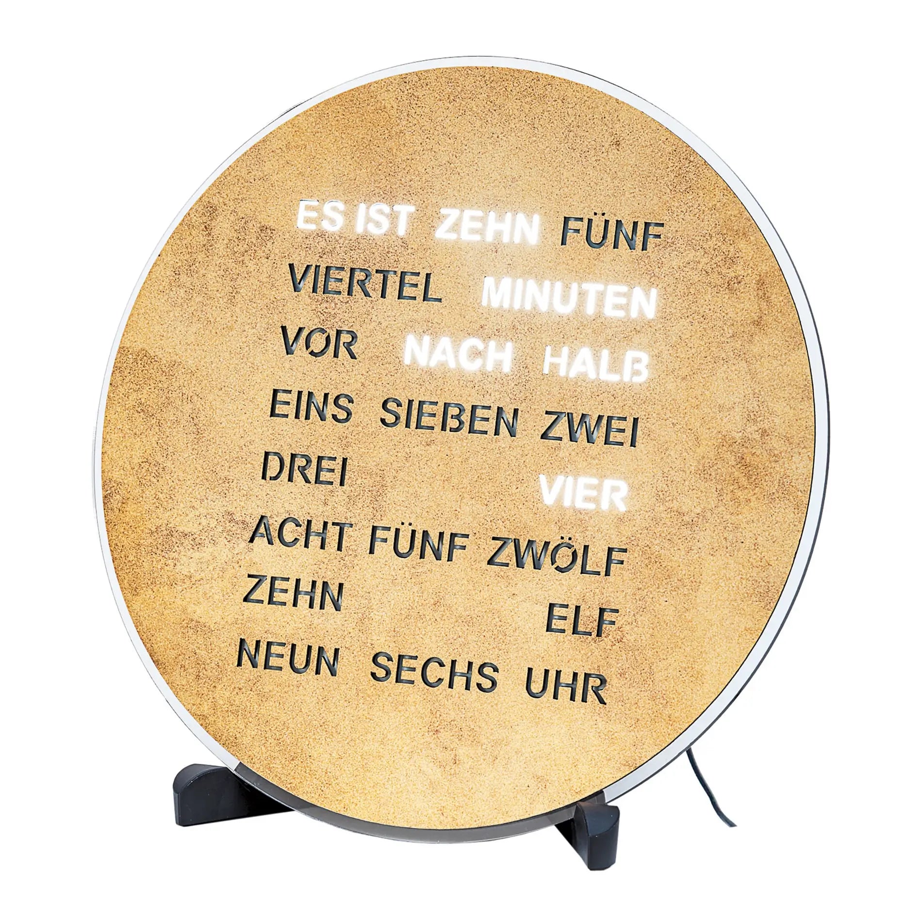 AMS LED T1291 Tisch- & Wanduhr • LED-Wortanzeige • Quarzwerk