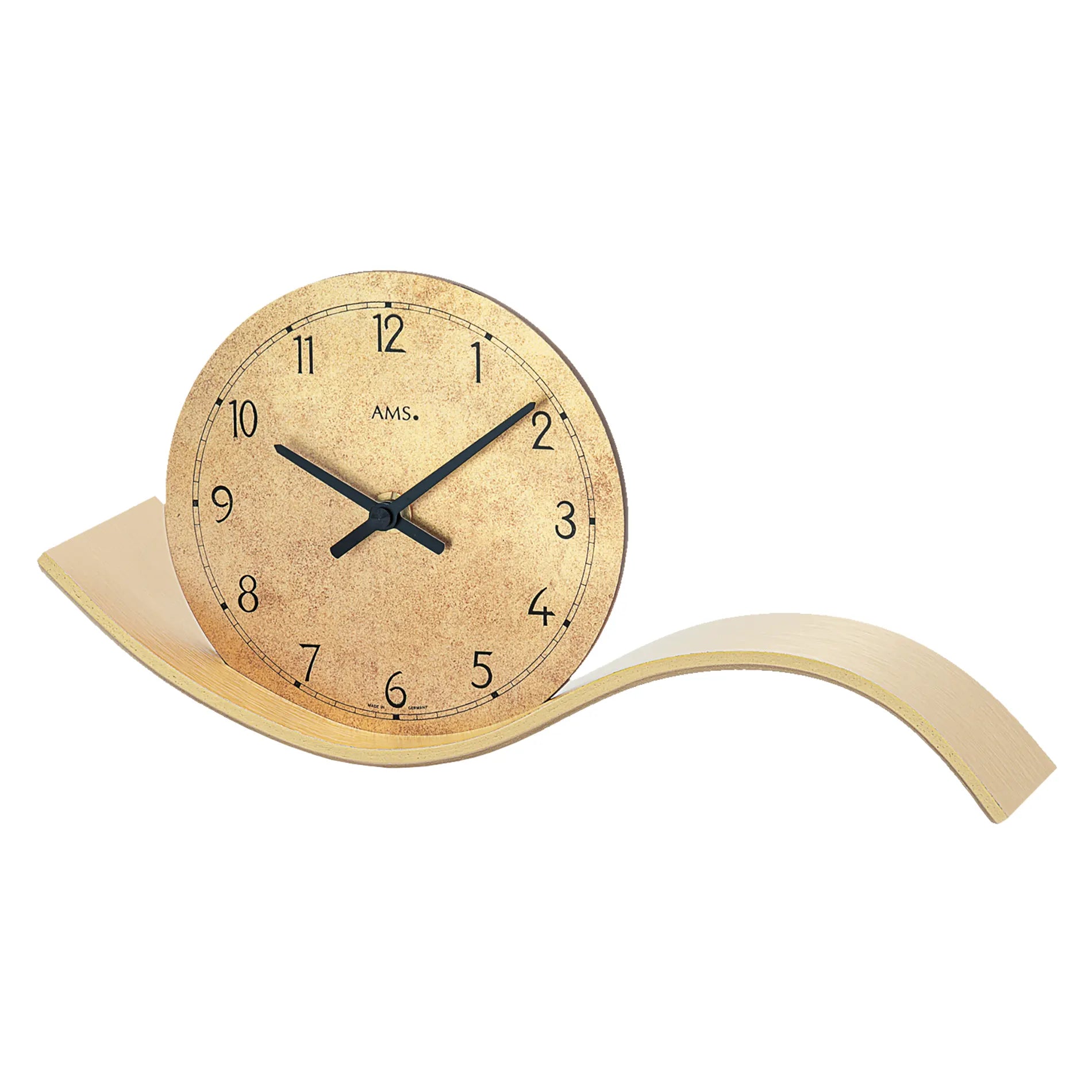 AMS T1313 Tischuhr • Quarzwerk • Holzgehäuse Messing