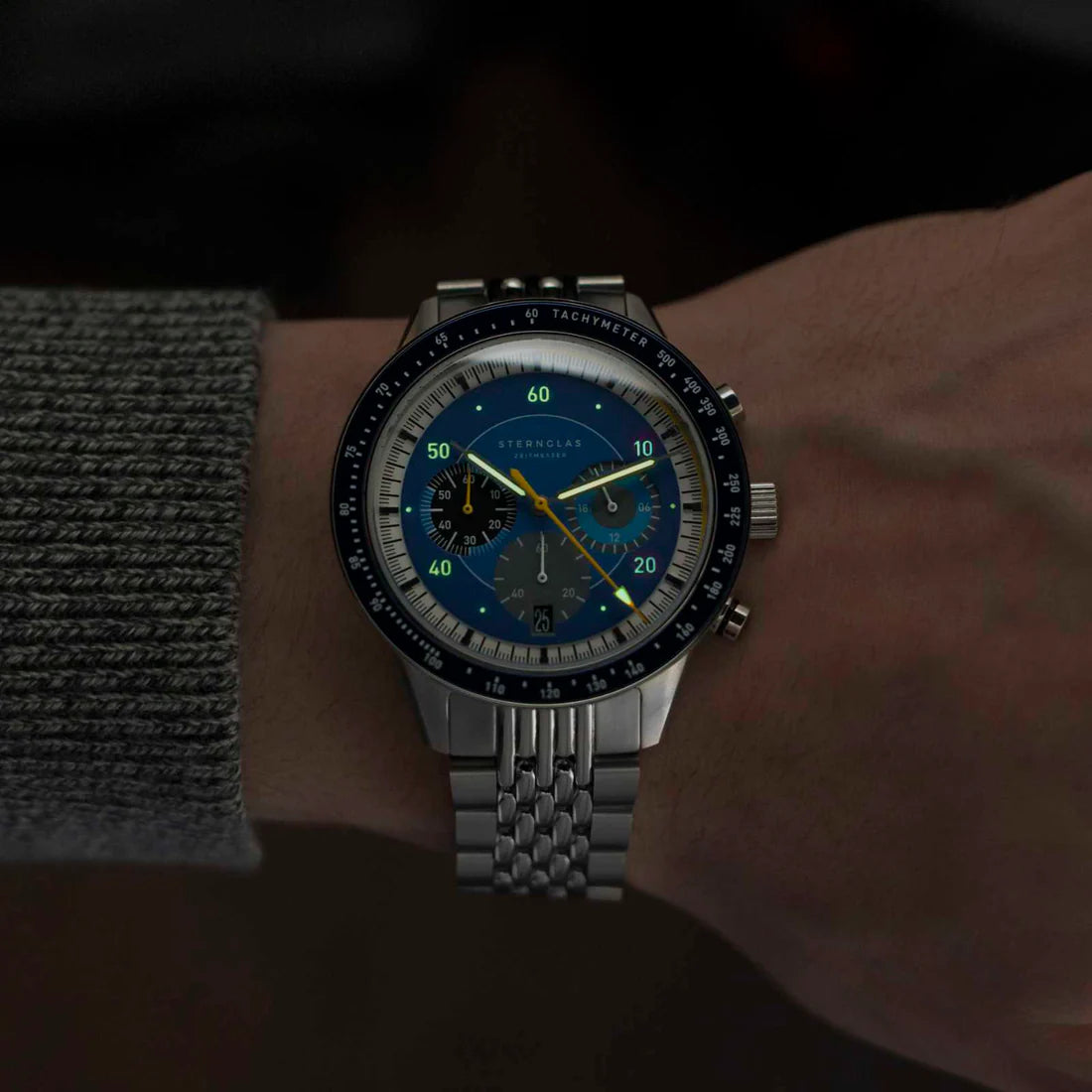 Herrenuhr, Tachymeter 2.0 Mecha-Quartz, blau - Sternglas Modell: S01-TM06-ME14