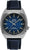 Herrenuhr: Edelstahlgehäuse, blaues Ziffernblatt, dunkelblaues Lederarmband