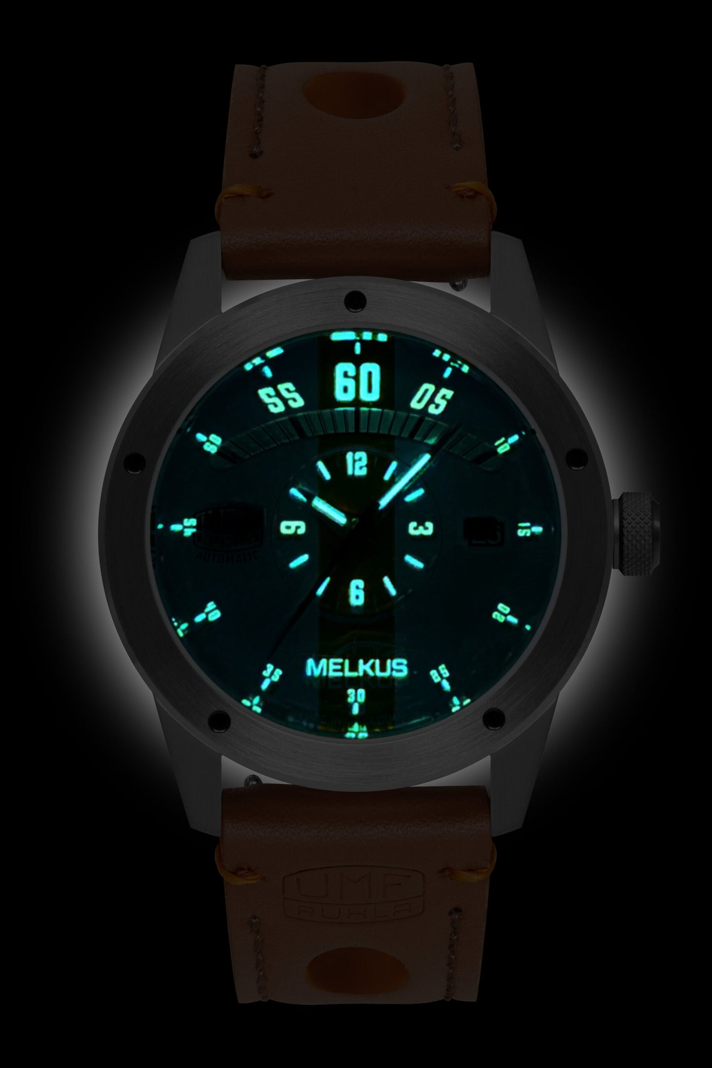 Herrenuhr, Automatik-Uhr aus Edelstahl - Blaues Zifferblatt - UMF RUHLA Modell: 1862-3