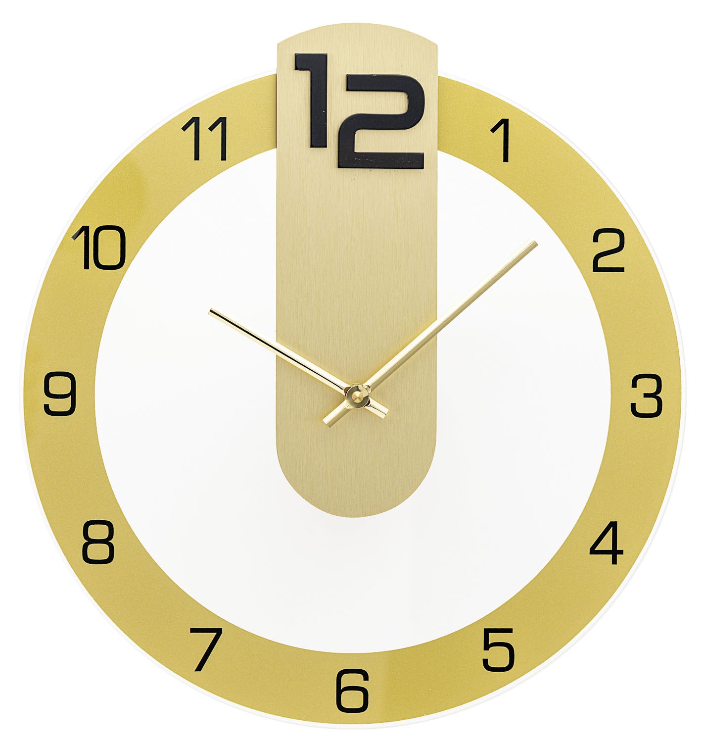 AMS Wanduhr W9713 • Quarzuhr • Messing & Mineralglas