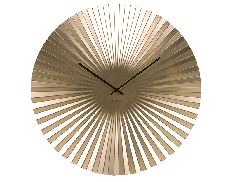 Karlsson Sensu XL KA5658GD Wanduhr Gold • Fächer-Relief-Design • Schlichtes Quarzwerk