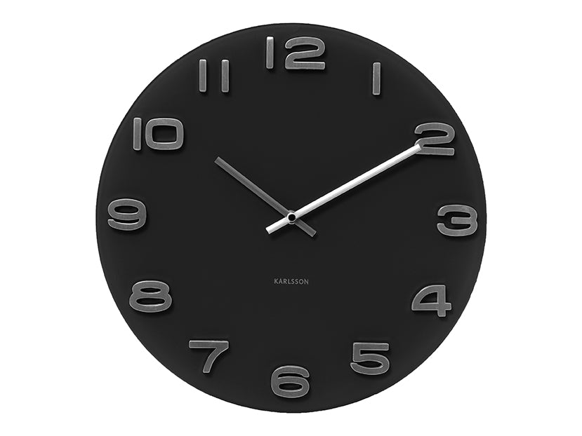 Karlsson Vintage Round KA4401 Wanduhr Schwarz • Retrodesign aus Glas • BOX32 Design