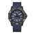 Herrenuhr mit dunkelgrauem Gehäuse, blauem Textilband und blauem Zifferblatt