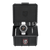 Herrenuhr im geöffneten Etui: silbernes Gehäuse, dunkles Zifferblatt, weißes Armband mit Steckverschluss