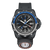 Herrenarmbanduhr mit schwarzem Gehäuse, blauem Zifferblatt und Leuchtzeigern