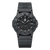 Schwarze Herrenuhr mit schwarzem Zifferblatt, Lünette und Kautschukarmband
