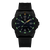 Schwarze Herrenuhr mit blauem Zifferblatt und leuchtenden Indexen, Luminox Logo