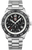Herren-Chronograph mit silbernem Gehäuse und Armband, schwarzem Zifferblatt und Tachymeter-Lünette