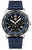 Taucheruhr mit blauem Silikonarmband, schwarzem Zifferblatt und Leuchtmarkierungen