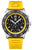 Herren-Sportuhr mit gelbem Silikonband, schwarzem Zifferblatt und Chronographen-Subdials