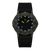 Herrenuhr mit dunkelgrauem Zifferblatt und leuchtenden Anzeigen, schwarzem Armband