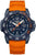 Herrenarmbanduhr mit orangefarbenem Kautschukband, blauem Zifferblatt und Leuchtmarken