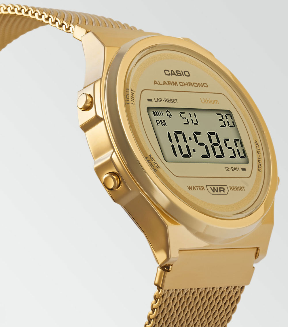 Casio Vintage A171WEMG-9AEF Uhr • Goldenes Mesh-Band • Retro-Design