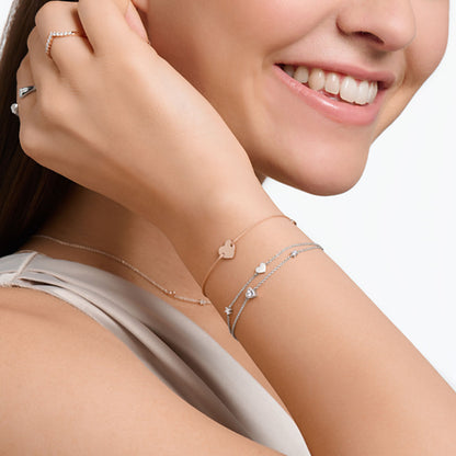 Doppelreihiges Armband mit Herzen - 925er Silberschmuck