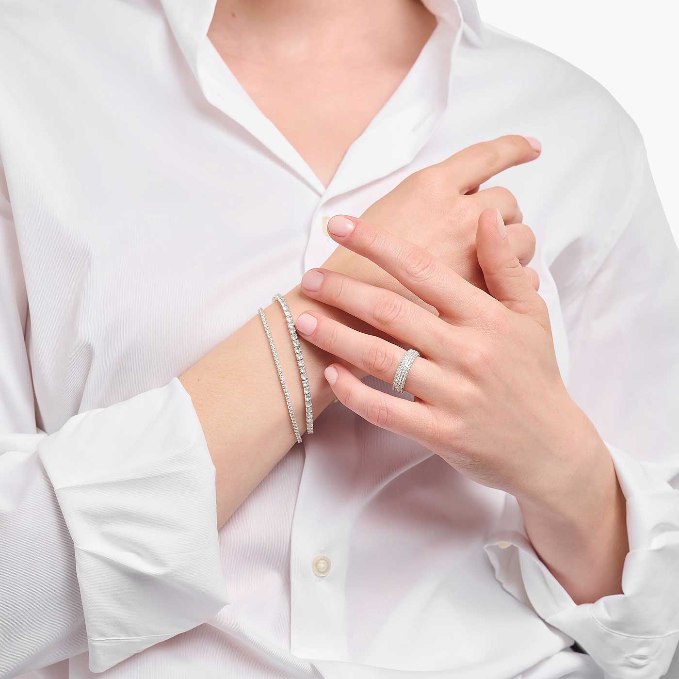 Tennisarmband mit weißen Zirkoniasteinchen - Thomas Sabo Modell: A2167-051-14-L19V