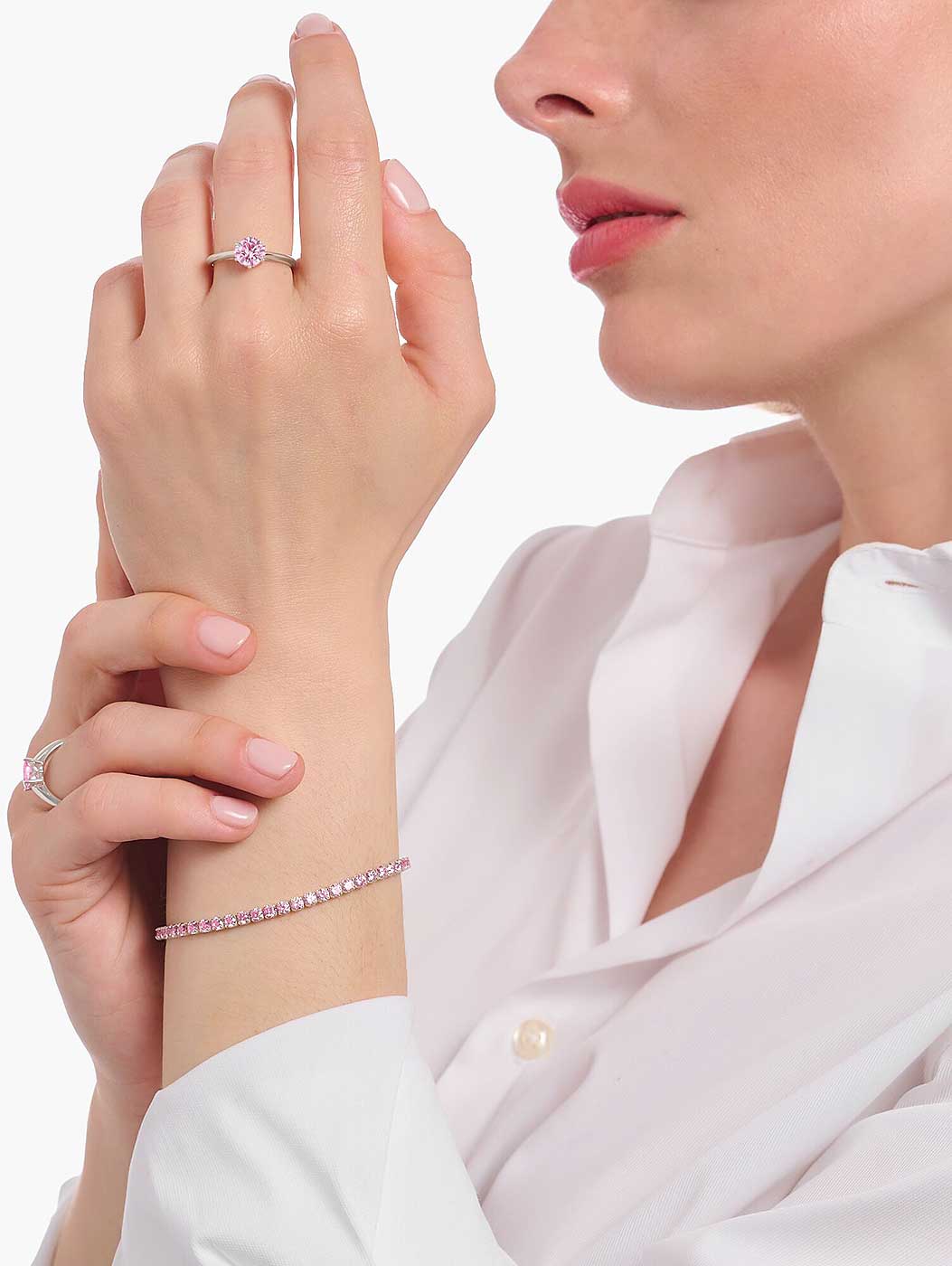 Tennisarmband mit pinken Zirkoniasteinchen - Thomas Sabo Modell: A2167-051-9