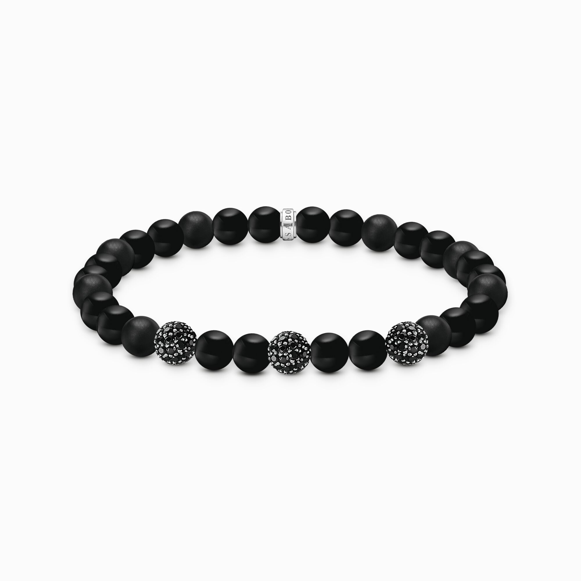 Beaded Bracelet made from Obsidian and Black Zirconia Stones - Thomas Sabo Model: A2195-705-11-L19