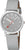 Unisex-Armbanduhr mit grauem Textilband, silbernem Gehäuse und grauem Zifferblatt.