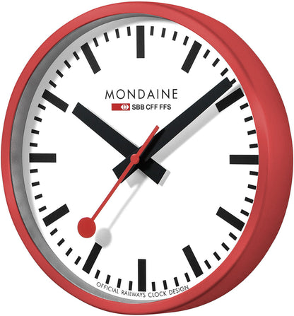 Mondaine Wanduhr 25 cm Ø Aluminium • Industrielles Design • Schweizer Qualität