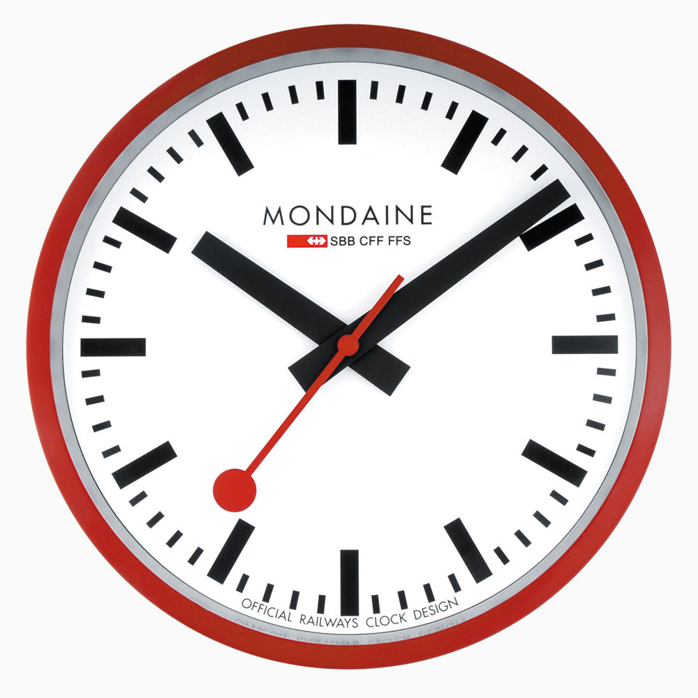 Mondaine Wanduhr 25 cm Ø Aluminium • Industrielles Design • Schweizer Qualität