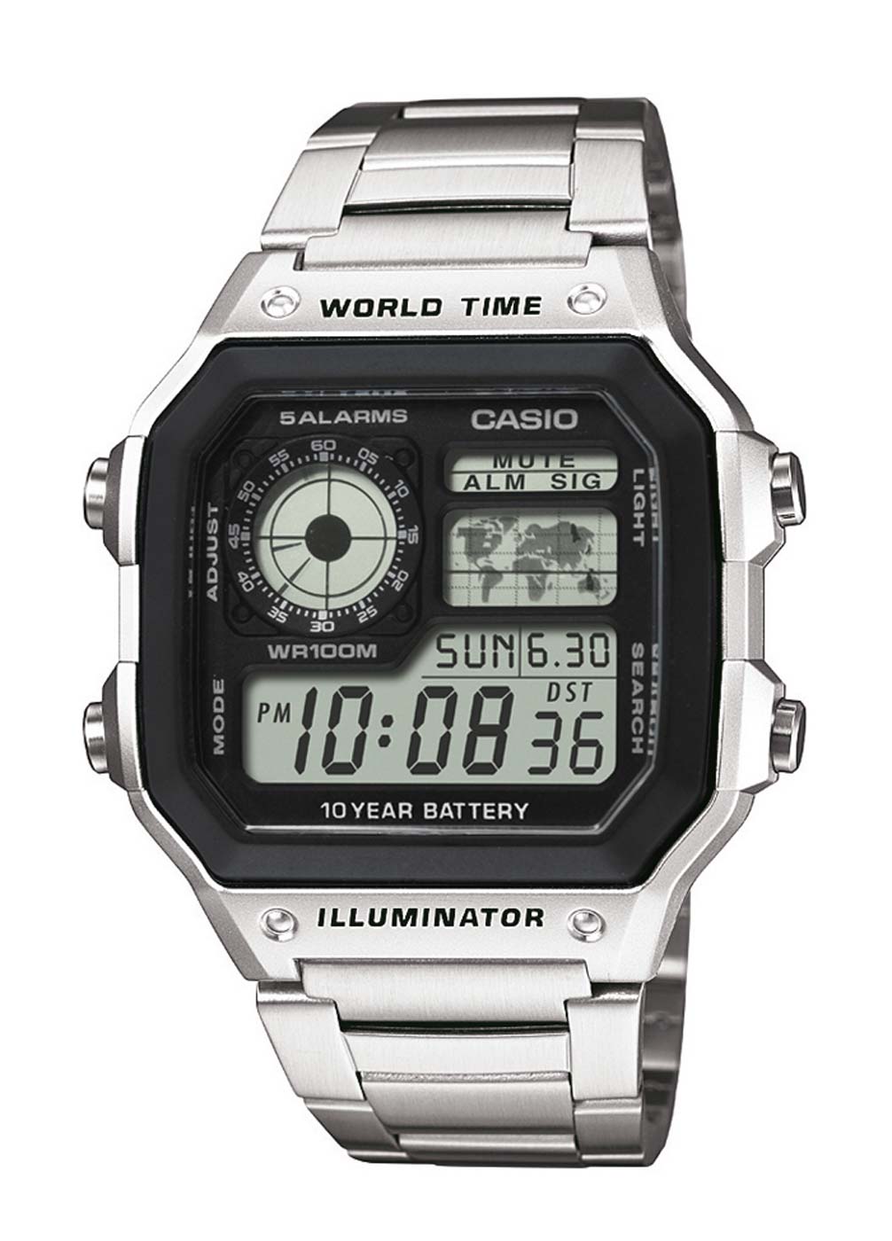 Casio Collection AE-1200WHD-1AVEF Herrenuhr • Kultiges Retro-Design • 10-Jahres-Batterie