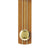 Wanduhr mit rundem Pendelwerk und goldener Frontscheibe in hellem Holzrahmen