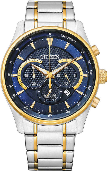 Citizen Quarz Chronograph AN8194-51L Uhr • Sportliches Bicolor • 10 Bar Wasserdicht