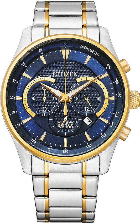 Citizen Quarz Chronograph AN8194-51L Uhr • Sportliches Bicolor • 10 Bar Wasserdicht