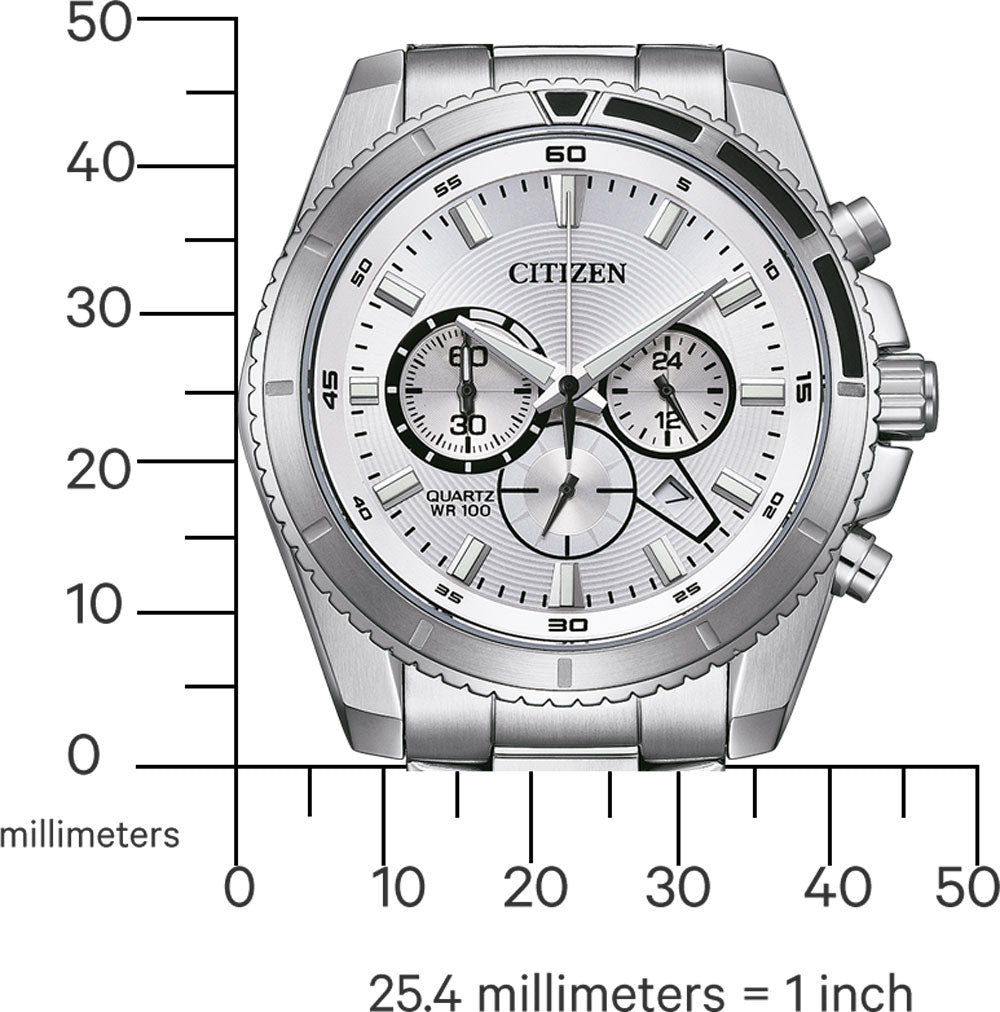 Citizen AN8200-50A Uhr • Edelstahl Chronograph • 10 Bar